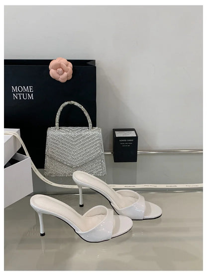 Patent Leather Open-Toe Mule Slide Heels