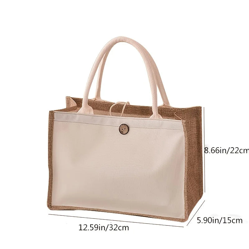 Vertical Linen Tote Bag - Minimal Shopping Carry