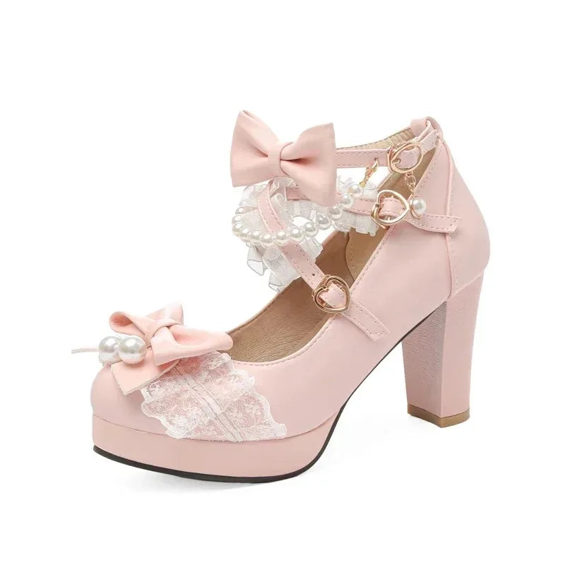 Strawberry Bow Mary Jane Pumps