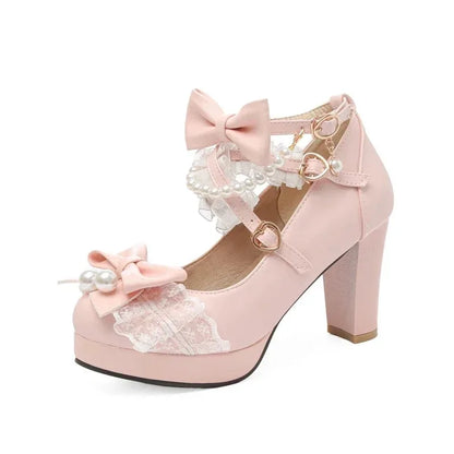 Strawberry Bow Mary Jane Pumps