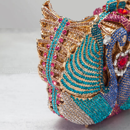 Swan Rhinestone Evening Clutch - Boutique Statement