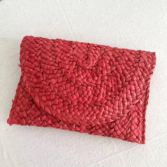 Handwoven Straw Envelope Clutch Bag