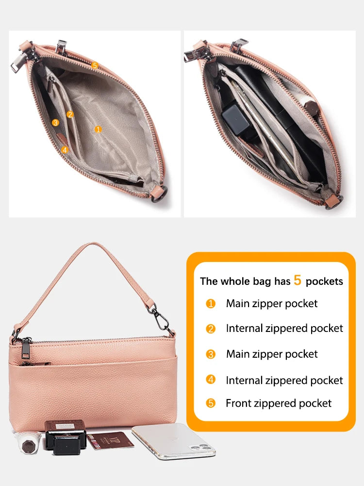 Zency 8 color Genuine Leather Shoulder Bag Handbag Women Small Crossbody Bag Sac a Main 100% Fashion Ladies Pouch Bag 2025