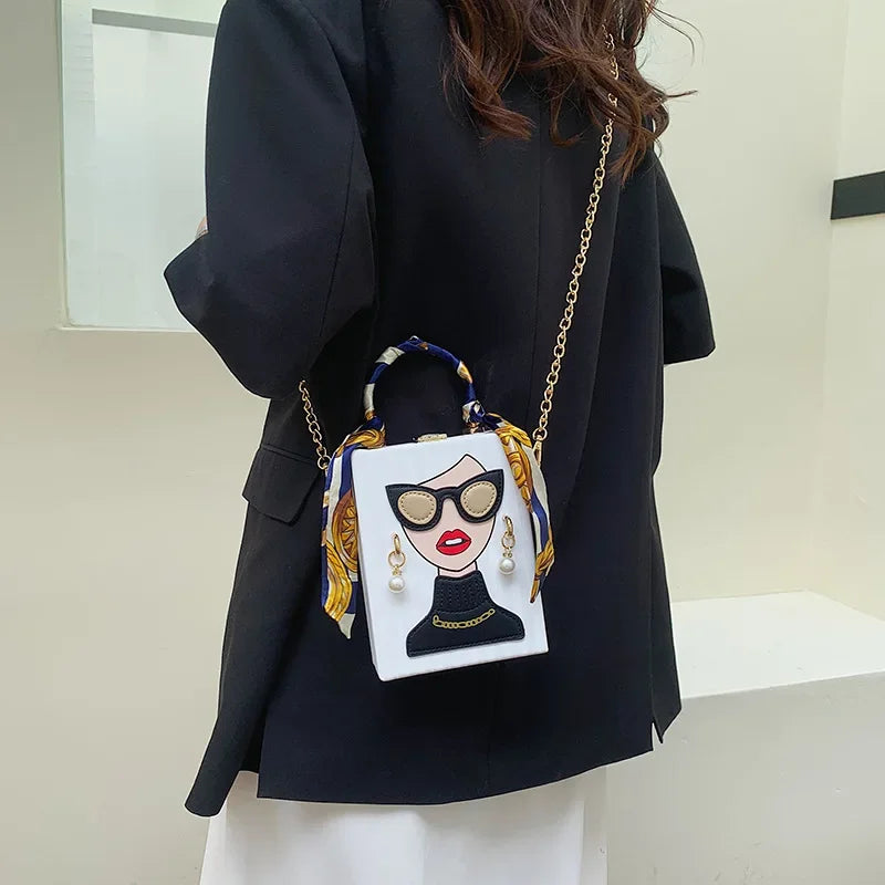 Structured Leather Party Box Bag - Hip-Hop Edge