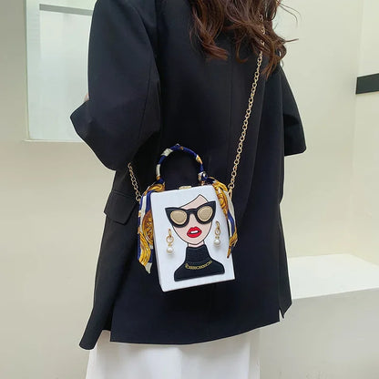 Structured Leather Party Box Bag - Hip-Hop Edge