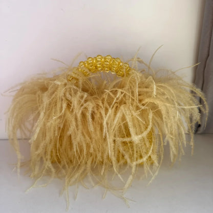 Pearl Bead Feather Box Bag - Handmade Party Piece