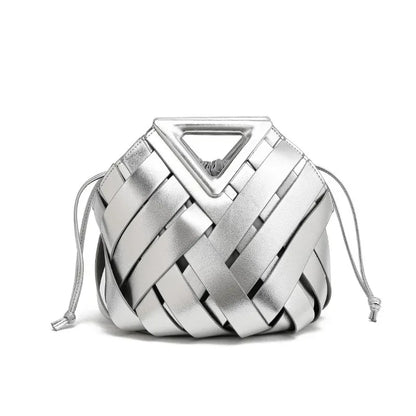 Woven Vegan Leather Tote Bag - Top Handle Crossbody
