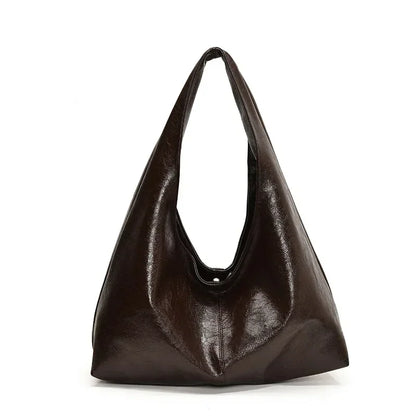 Soft Leather Hobo Tote - Black Travel Shopper