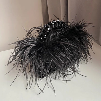 Pearl Bead Feather Box Bag - Handmade Party Piece