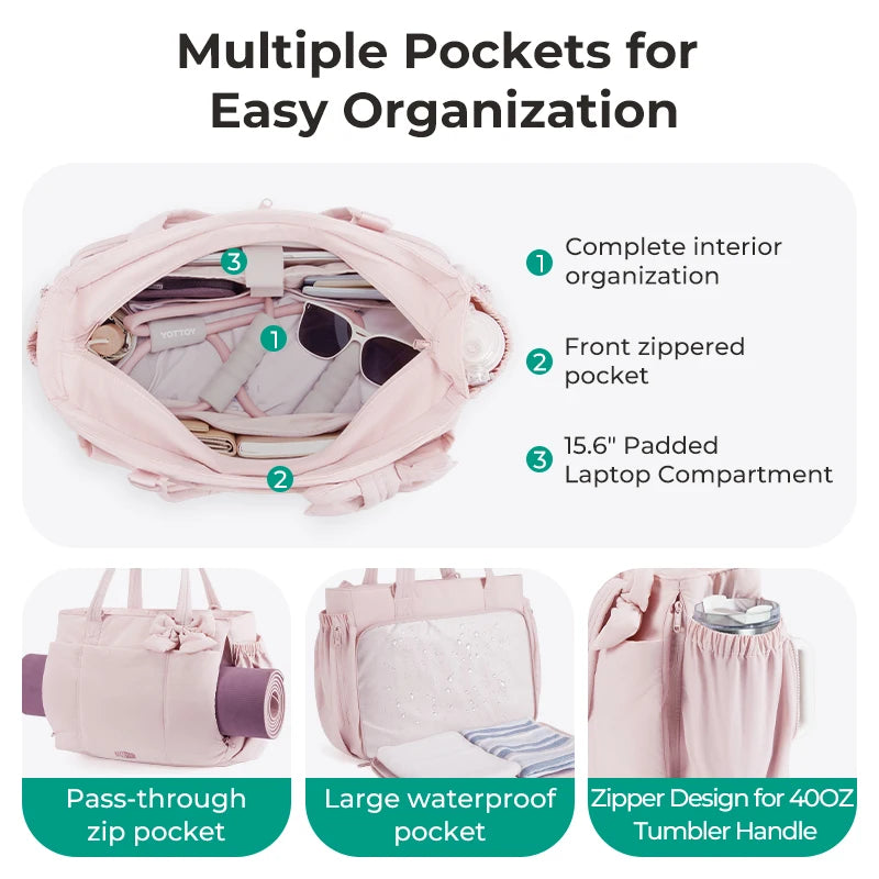 BAGSMART Multi-Pocket Tote Bag - Commuter Carryall