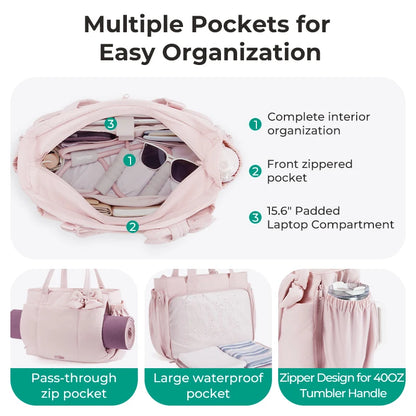 BAGSMART Multi-Pocket Tote Bag - Commuter Carryall