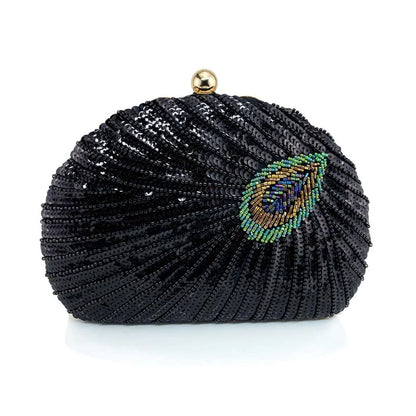 Sequin Shell Evening Clutch Bag