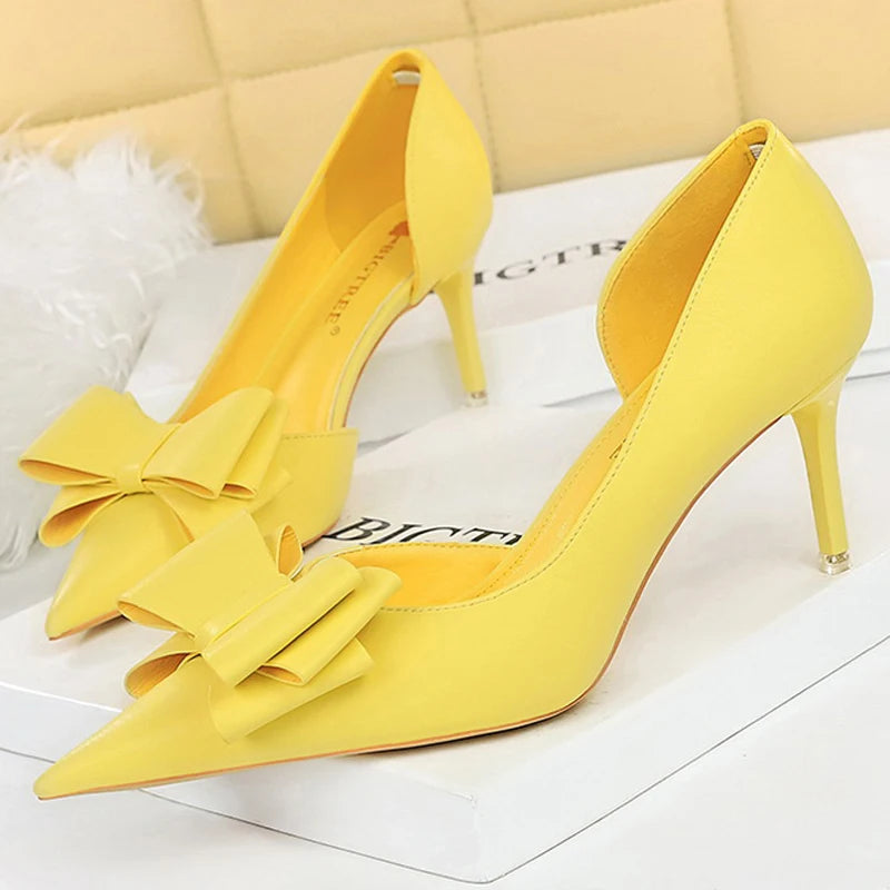 Bow Knot Pointed Toe Stiletto Pumps