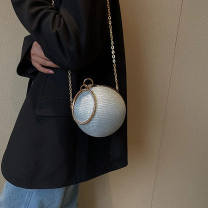 Metal Ring Evening Bag - Round Ball Clutch