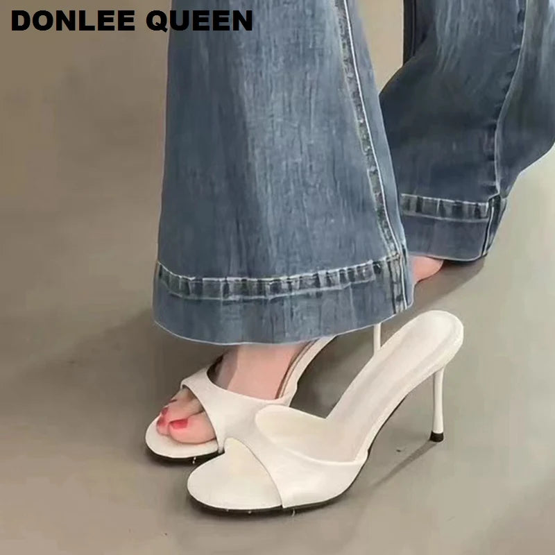 Patent Leather Open-Toe Mule Slide Heels