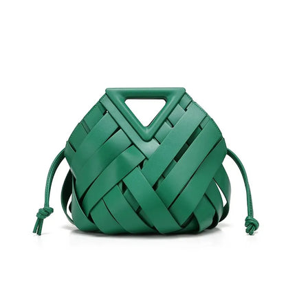 Woven Vegan Leather Tote Bag - Top Handle Crossbody