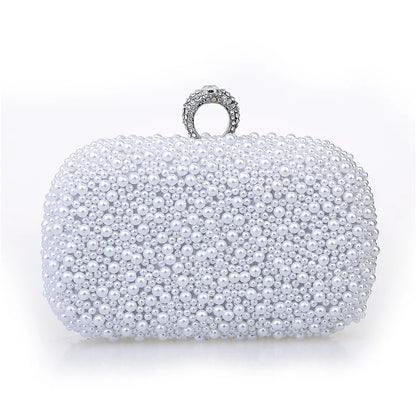 Pearl Ring Beaded Bridal Evening Clutch