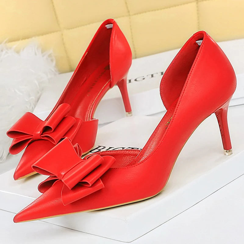 Bow Knot Pointed Toe Stiletto Pumps