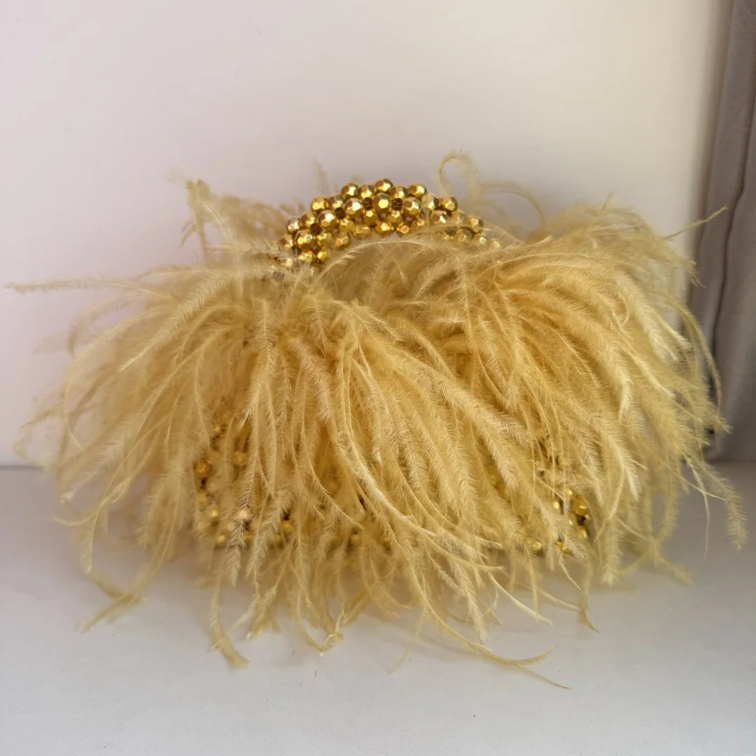 Pearl Bead Feather Box Bag - Handmade Party Piece