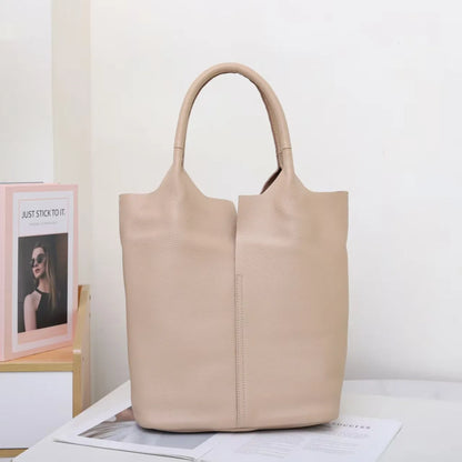 Soft Cowhide Bucket Tote Bag - Commuter Edition