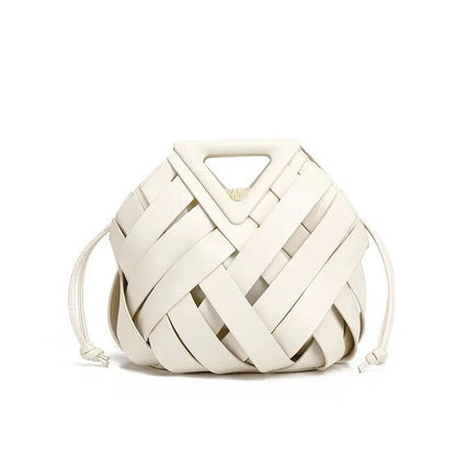 Woven Vegan Leather Tote Bag - Top Handle Crossbody