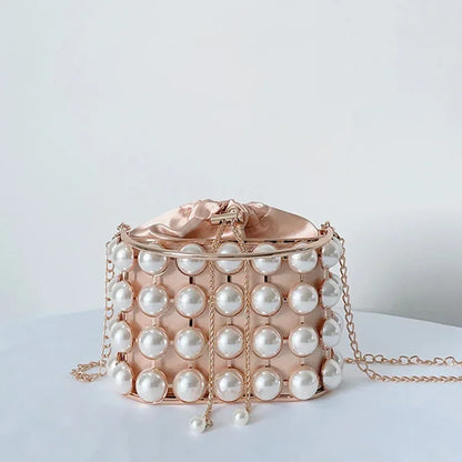 Pearl Evening Crossbody Bag - Metallic Diamond Accent