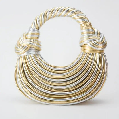 Handwoven Noodle Clutch Bag - Chic Evening Shape