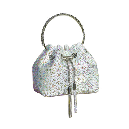 Rhinestone Evening Clutch Bag - Shimmer Handle Detail