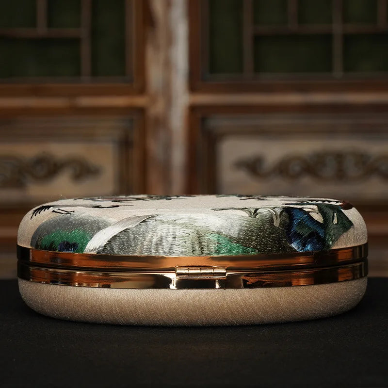 Embroidered Round Mini Bag - Classical Chinese Style