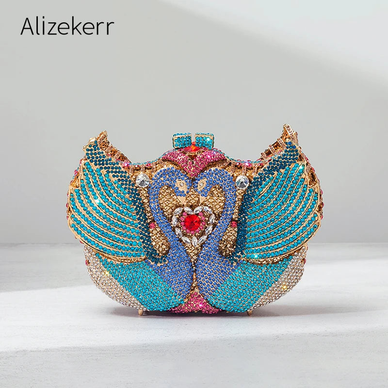 Swan Rhinestone Evening Clutch - Boutique Statement
