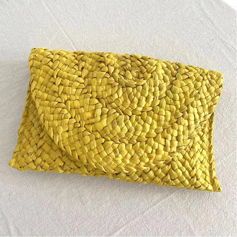 Handwoven Straw Envelope Clutch Bag