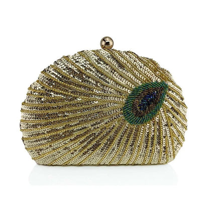 Sequin Shell Evening Clutch Bag