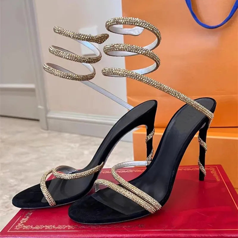 Crystal Snake Coil Gladiator Sandals